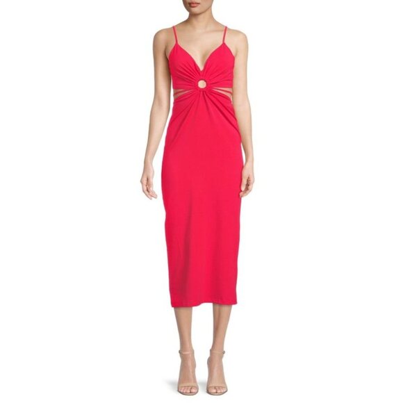 NWOT WALTER BAKER Rivka RED Cutout Midi Dress SIZE M - Picture 8 of 8